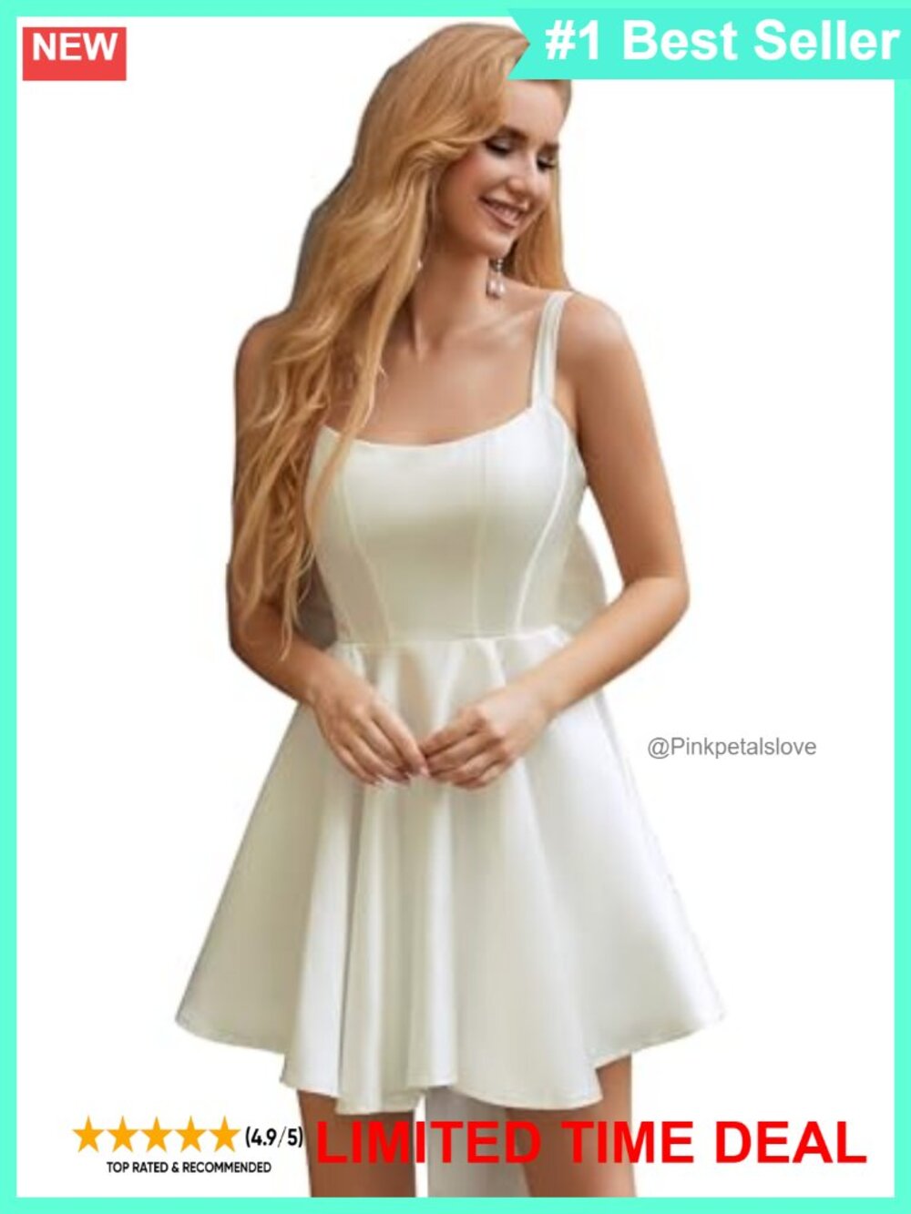 Satin Short Wedding Dress with Bow Pockets A-Line Corset Homecoming Prom